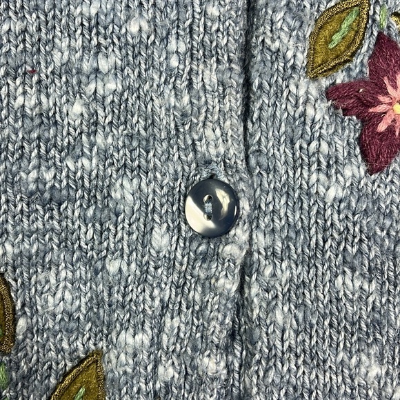Classic Elements Autumn themed button down knit vest Sz M Blue - Picture 7 of 11